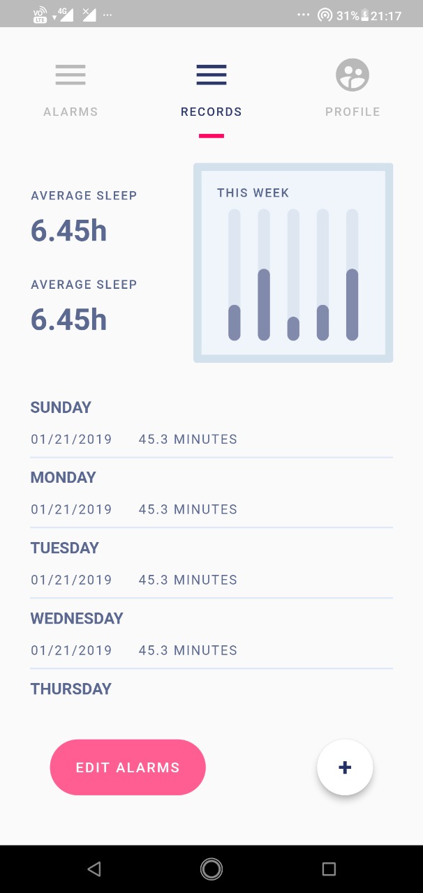 Clock & Health Activity Tracker Application